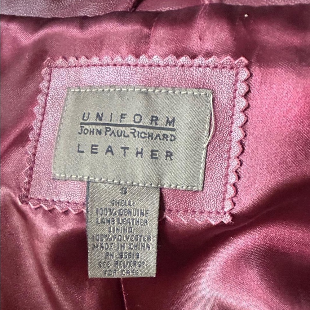 Vintage Burgundy Lamb Leather Jacket With Button … - image 6